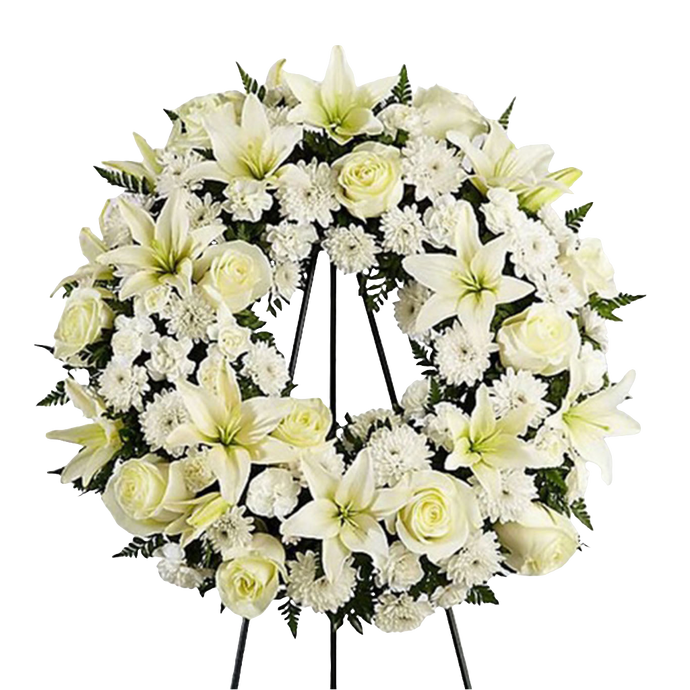 Corona Fúnebre Tesoro Corazón 24H Bogotá | Rosas Blancas Lirios Entrega Inmediata