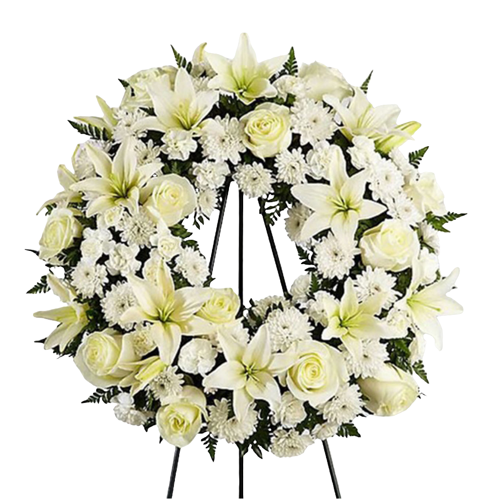 Corona Fúnebre Tesoro Corazón 24H Bogotá | Rosas Blancas Lirios Entrega Inmediata