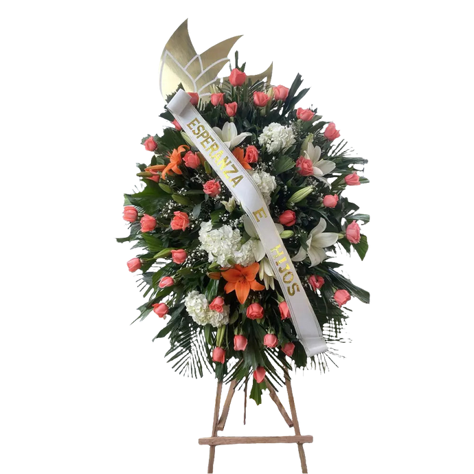 🕊️  Corona Fúnebre Lirios Blancos y Rosas Rosadas | Condolencias Funerarias Bogotá Colombia 🕊️