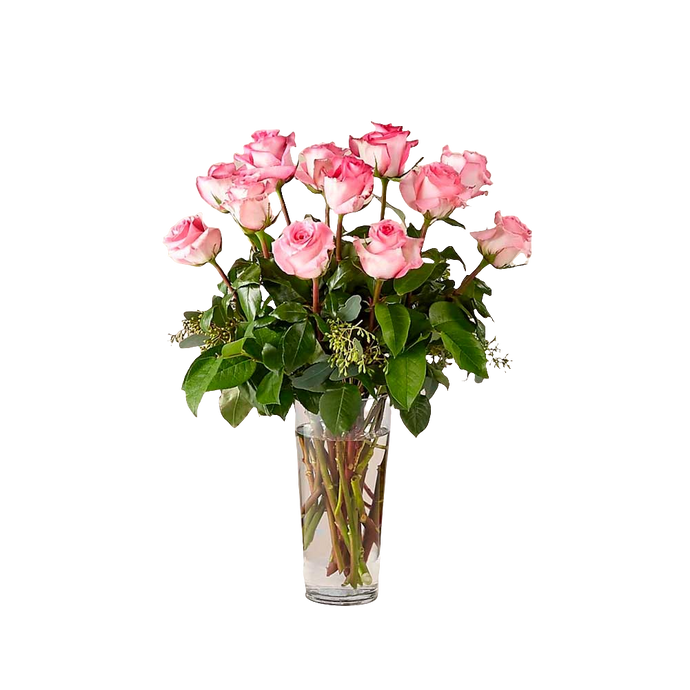 Ramo de rosas rosadas de tallo largo