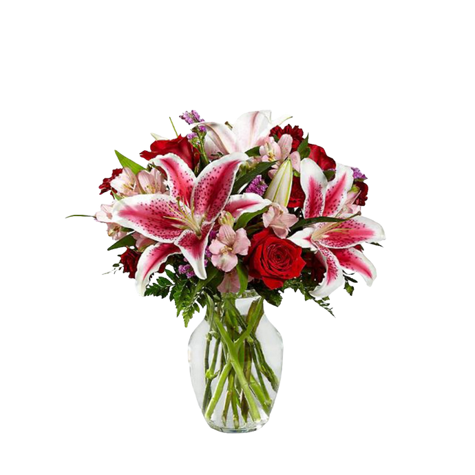 Bouquet Rosas Rojas Rosadas Lirios 24H Bogotá | Niña Linda Entrega Inmediata