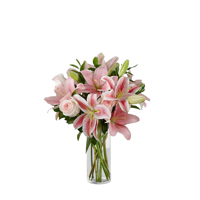 Arreglo Condolencia Rosas Lirios Rosados 24H Bogotá | Funeral Entrega Inmediata