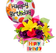 Cargar imagen en el visor de la galería, Flores Cumpleaños Globo Felicidades 24H Bogotá | Arreglo Especial Entrega Inmediata
