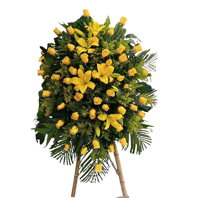 Corona Fúnebre Amarilla Pedestal Bogotá | Condolencias