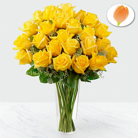 Rosas Amarillas en Jarron x 12 o 24 Flores 24 Horas - Flores 24 Horas