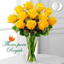 Cargar imagen en el visor de la galería, Rosas Amarillas en Jarron x 12 o 24 Flores 24 Horas - Flores 24 Horas