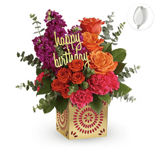 Cargar imagen en el visor de la galería, Ramo de cumpleaños brillante, Cumpleaños Arreglo de flores, Flores para regalo y Flores 24 horas